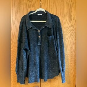 White Birch Textured Black Button-Up Shirt